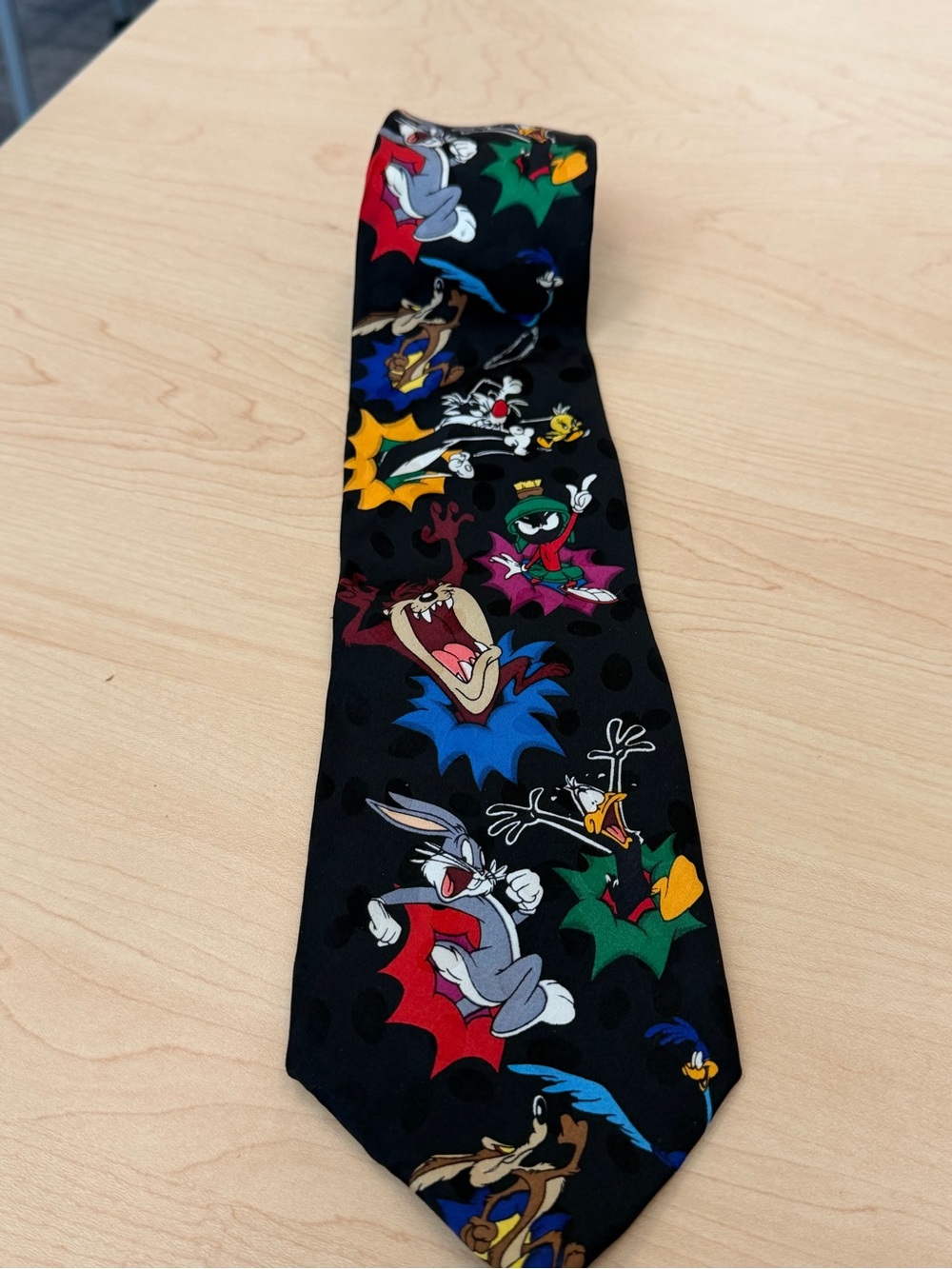 Warner Bros Black Tie with Colorful Looney Tunes Characters